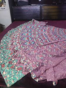 Multicolour Full Embroidery Lehenga .