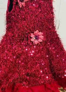Sparkling Red Fringed Party Dress