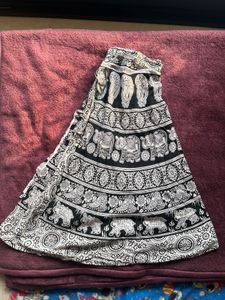 Boho Elephant Print Wrap Skirt