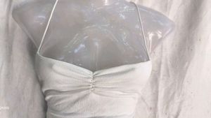 White Ruched Halter Crop Top