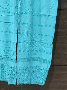 Turquoise Embroidered Palazzo Pants