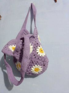 Crochet Daisy Tote Bag