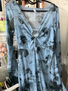 mesh blue party dress
