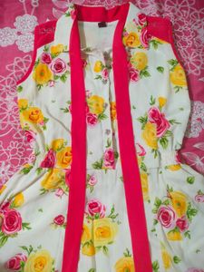 Floral Print High-Low Dress With Legging