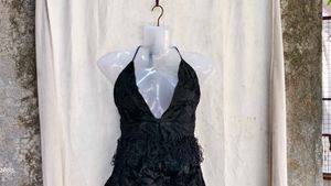 69. Black Velvet Fringe Halter Top