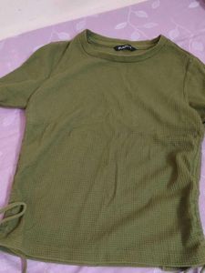 Olive Green Textured T-Shirt