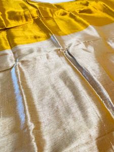 Luxurious Mustard Yellow Tissue Cotton Saree