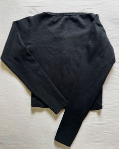 Black Button-Up Long Sleeve Top