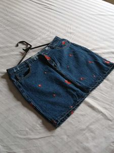 Floral Denim Mini Skirt