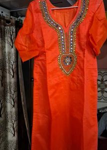 Embellished Red kurta set