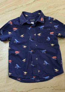 Boys Dinosaur Print Button-Up Shirt