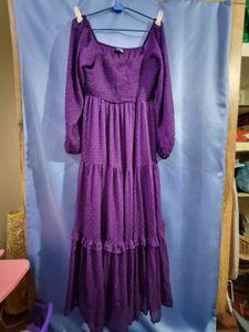 Purple Tiered Midi Dress
