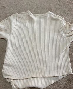 Butterfly Print Ribbed Long Sleeve Top