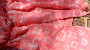 Charming Pink Dress Material with White Print