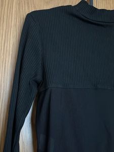 Black Ribbed Mesh Corset Top