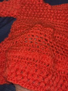 Crochet Knit Sweater - Orange