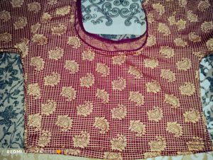 Maroon &amp; Gold Brocade Blouse