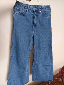 Wide Leg Blue Denim Jeans