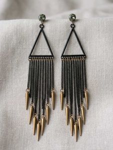 Unique Black Triangle Dangle Earrings