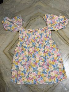 Floral Smocked Puff Sleeve Dress
