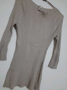 Sweater Or Ribbed Zipper Mini Dress