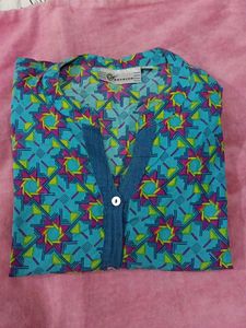 Blue Geometric Print Kurta
