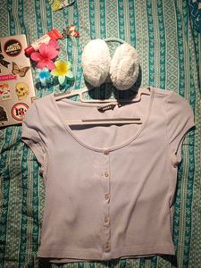 Cute Cropped Button-Up Top