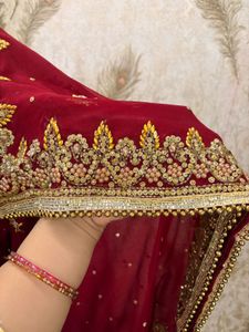 Bridal Red Heavy Embroidered Dupatta