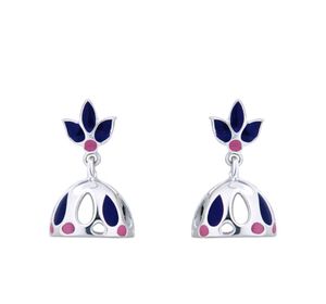 Cute Enamel Dangle Jhumkas 925 silver