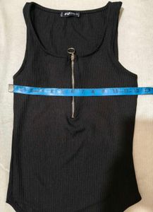 Trendy Black Ribbed Bodysuit &amp; Distressed Wide-Leg