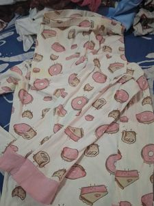 Cute Donut Print Pajama Top