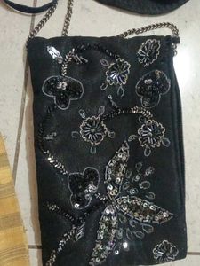 Embellished Black Clutch Bag