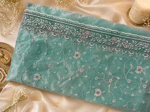 Elegant Sea Green Embroidered Saree
