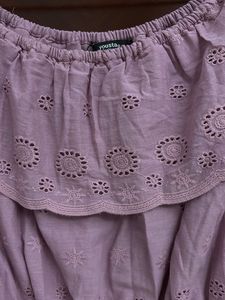 Pretty mauve eyelet crop top