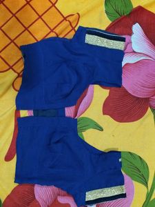 Elegant Royal blue net saree golden embroidery