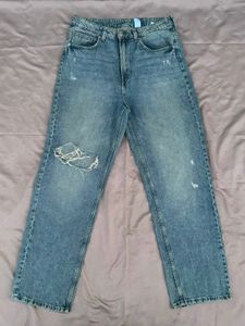 Distressed Blue Denim Jeans