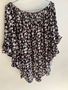 Off-Shoulder Floral Print Blouse
