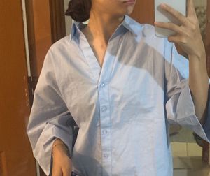 Light Blue Oversized Button-Up Shirt