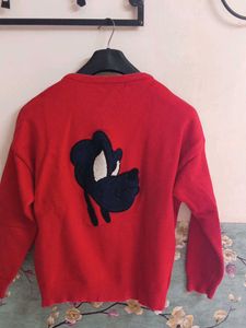 Women's Red Knitted Winter Sweater | Full Sleeves