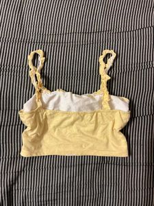 Cute Yellow Ruffle Crop Top