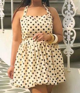 Yellow Polka Dot Halter Dress