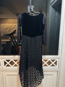 Trendy Black Velvet &amp; Lacy Dress, Bust- 34/32