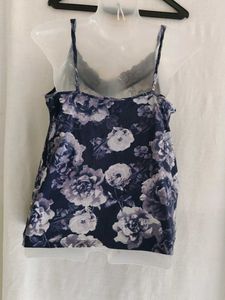 Floral Cami Top with Lace Trim