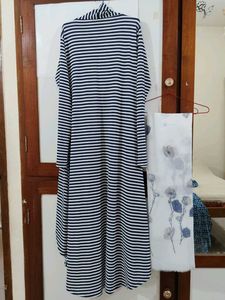 Blue and white Striped Shrug with Scarf