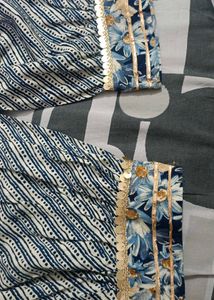 Floral Print Kurta with Embellished Neckline