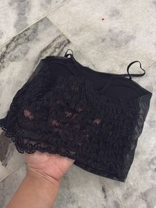 Black Faux Leather Corset Top