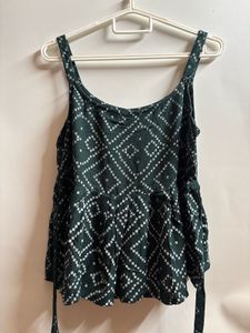 Green Printed Spaghetti ethnic Kurti