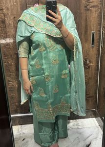 Elegant Mint Green Embroidered Kurta Set