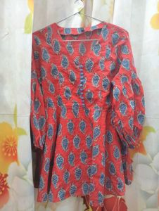 Red Paisley Print Top