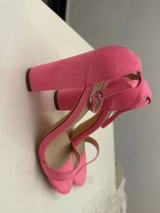 Vibrant Pink Block Heel Sandals